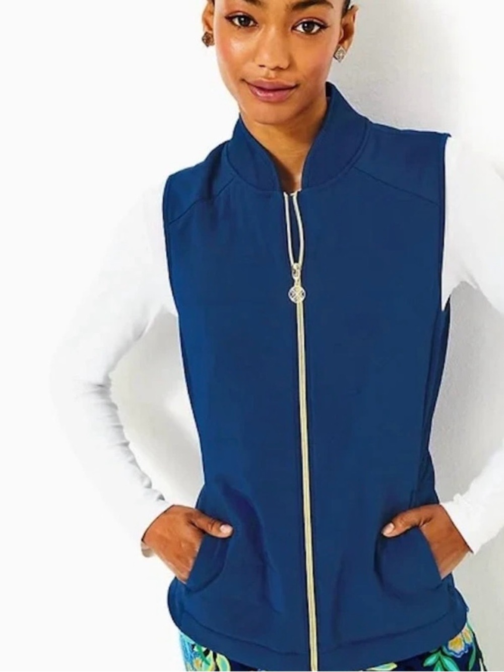 Lilly Pulitzer Kimberline Hybrid Vest  “Low tide Navy” Blue NWT size XXS